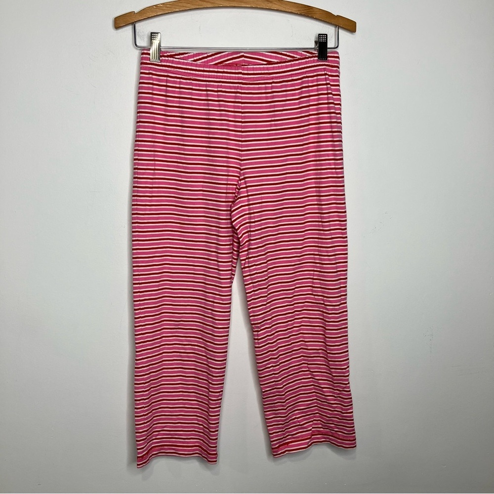 Hanna Andersson pink red white striped Capri pants 100% cotton girls size 14/16